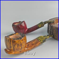 MUXIANG Briar Smooth Freehand Pipe Handmade Wooden Tobacco Pipe Vulcanite Stem