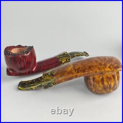 MUXIANG Briar Smooth Freehand Pipe Handmade Wooden Tobacco Pipe Vulcanite Stem