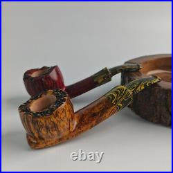 MUXIANG Briar Smooth Freehand Pipe Handmade Wooden Tobacco Pipe Vulcanite Stem