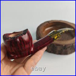 MUXIANG Briar Smooth Freehand Pipe Handmade Wooden Tobacco Pipe Vulcanite Stem
