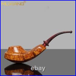 MUXIANG Briar Smooth Freehand Pipe Wooden Violin Tobacco Pipe 3mm Vulcanit Stem