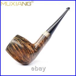 MUXIANG Briar Straight Billiard Tobacco Pipe Smooth Wooden Pipe 3mm Ebonite Stem