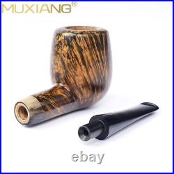 MUXIANG Briar Straight Billiard Tobacco Pipe Smooth Wooden Pipe 3mm Ebonite Stem