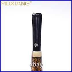 MUXIANG Briar Straight Billiard Tobacco Pipe Smooth Wooden Pipe 3mm Ebonite Stem