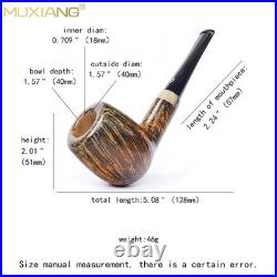 MUXIANG Briar Straight Billiard Tobacco Pipe Smooth Wooden Pipe 3mm Ebonite Stem