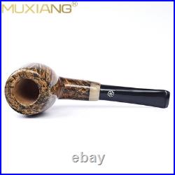 MUXIANG Briar Straight Billiard Tobacco Pipe Smooth Wooden Pipe 3mm Ebonite Stem