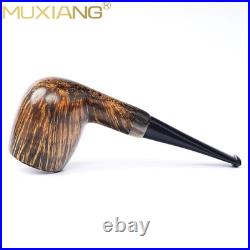 MUXIANG Briar Straight Billiard Tobacco Pipe Smooth Wooden Pipe 3mm Ebonite Stem