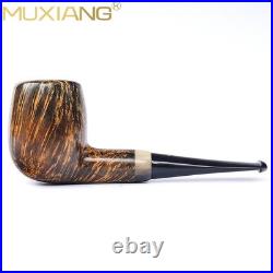 MUXIANG Briar Straight Billiard Tobacco Pipe Smooth Wooden Pipe 3mm Ebonite Stem