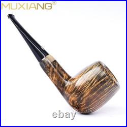 MUXIANG Briar Straight Billiard Tobacco Pipe Smooth Wooden Pipe 3mm Ebonite Stem