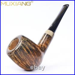 MUXIANG Briar Straight Billiard Tobacco Pipe Smooth Wooden Pipe 3mm Ebonite Stem