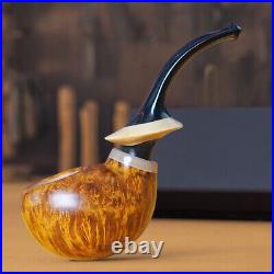 MUXIANG Briar Tobacco Pipe Handmade Egg Pipe Smooth Freehand Pipe Bent Stem