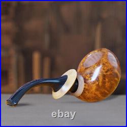 MUXIANG Briar Tobacco Pipe Handmade Egg Pipe Smooth Freehand Pipe Bent Stem