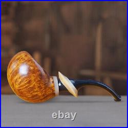 MUXIANG Briar Tobacco Pipe Handmade Egg Pipe Smooth Freehand Pipe Bent Stem