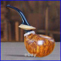 MUXIANG Briar Tobacco Pipe Handmade Egg Pipe Smooth Freehand Pipe Bent Stem