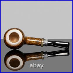 MUXIANG Briar Tobacco Pipe Smooth Pot Pipe Handmade Smoking Pipe Ebonite Stem