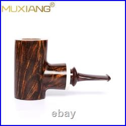 MUXIANG Briar Tobacco Pipe Wooden Poker Pipe Smooth Volcano Pipe Ebonite Stem