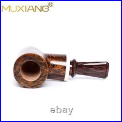 MUXIANG Briar Tobacco Pipe Wooden Poker Pipe Smooth Volcano Pipe Ebonite Stem