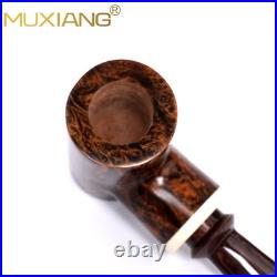 MUXIANG Briar Tobacco Pipe Wooden Poker Pipe Smooth Volcano Pipe Ebonite Stem
