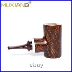 MUXIANG Briar Tobacco Pipe Wooden Poker Pipe Smooth Volcano Pipe Ebonite Stem