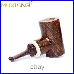 MUXIANG Briar Tobacco Pipe Wooden Poker Pipe Smooth Volcano Pipe Ebonite Stem