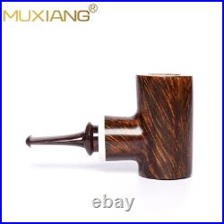 MUXIANG Briar Tobacco Pipe Wooden Poker Pipe Smooth Volcano Pipe Ebonite Stem