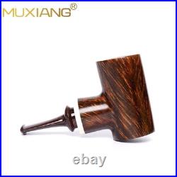 MUXIANG Briar Tobacco Pipe Wooden Poker Pipe Smooth Volcano Pipe Ebonite Stem