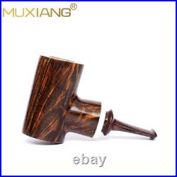 MUXIANG Briar Tobacco Pipe Wooden Poker Pipe Smooth Volcano Pipe Ebonite Stem