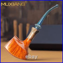 MUXIANG Briar Tomahawk Pipe Handmade Smooth Freehand Tobacco Pipe With Horn Ring