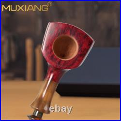 MUXIANG Briar Tomahawk Pipe Handmade Smooth Freehand Tobacco Pipe With Horn Ring