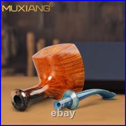 MUXIANG Briar Tomahawk Pipe Handmade Smooth Freehand Tobacco Pipe With Horn Ring