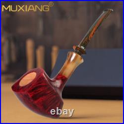 MUXIANG Briar Tomahawk Pipe Handmade Smooth Freehand Tobacco Pipe With Horn Ring