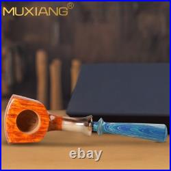 MUXIANG Briar Tomahawk Pipe Handmade Smooth Freehand Tobacco Pipe With Horn Ring