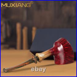 MUXIANG Briar Tomahawk Pipe Handmade Smooth Freehand Tobacco Pipe With Horn Ring