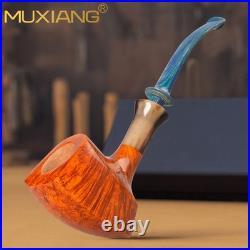 MUXIANG Briar Tomahawk Pipe Handmade Smooth Freehand Tobacco Pipe With Horn Ring