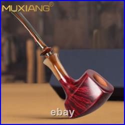 MUXIANG Briar Tomahawk Pipe Handmade Smooth Freehand Tobacco Pipe With Horn Ring