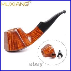 MUXIANG Briar Volcano Pipe 9mm Smooth Wooden Freehand Tobacco Pipe Vulcanit Stem