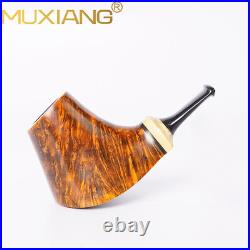 MUXIANG Briar Volcano Tobacco Pipe Wooden Smooth Pocket Smoking Pipe Ebonit Stem