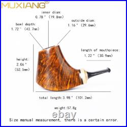 MUXIANG Briar Volcano Tobacco Pipe Wooden Smooth Pocket Smoking Pipe Ebonit Stem