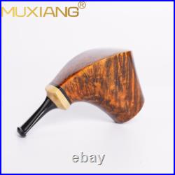 MUXIANG Briar Volcano Tobacco Pipe Wooden Smooth Pocket Smoking Pipe Ebonit Stem