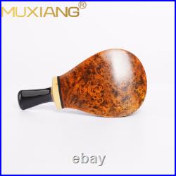 MUXIANG Briar Volcano Tobacco Pipe Wooden Smooth Pocket Smoking Pipe Ebonit Stem