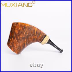MUXIANG Briar Volcano Tobacco Pipe Wooden Smooth Pocket Smoking Pipe Ebonit Stem