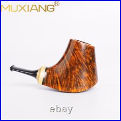 MUXIANG Briar Volcano Tobacco Pipe Wooden Smooth Pocket Smoking Pipe Ebonit Stem