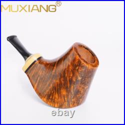 MUXIANG Briar Volcano Tobacco Pipe Wooden Smooth Pocket Smoking Pipe Ebonit Stem
