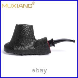 MUXIANG Briar Vulcano Pipe Sandblasted Wooden Freehand Tobacco Pipe With Burl