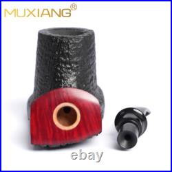 MUXIANG Briar Vulcano Pipe Sandblasted Wooden Freehand Tobacco Pipe With Burl