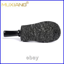 MUXIANG Briar Vulcano Pipe Sandblasted Wooden Freehand Tobacco Pipe With Burl