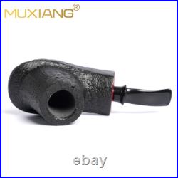 MUXIANG Briar Vulcano Pipe Sandblasted Wooden Freehand Tobacco Pipe With Burl