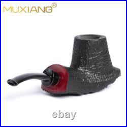 MUXIANG Briar Vulcano Pipe Sandblasted Wooden Freehand Tobacco Pipe With Burl