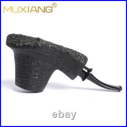 MUXIANG Briar Vulcano Pipe Sandblasted Wooden Freehand Tobacco Pipe With Burl