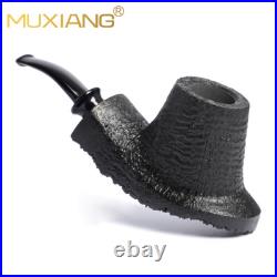 MUXIANG Briar Vulcano Pipe Sandblasted Wooden Freehand Tobacco Pipe With Burl